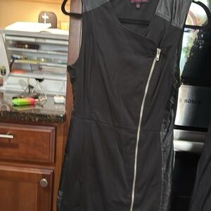 Black dress with leather detail